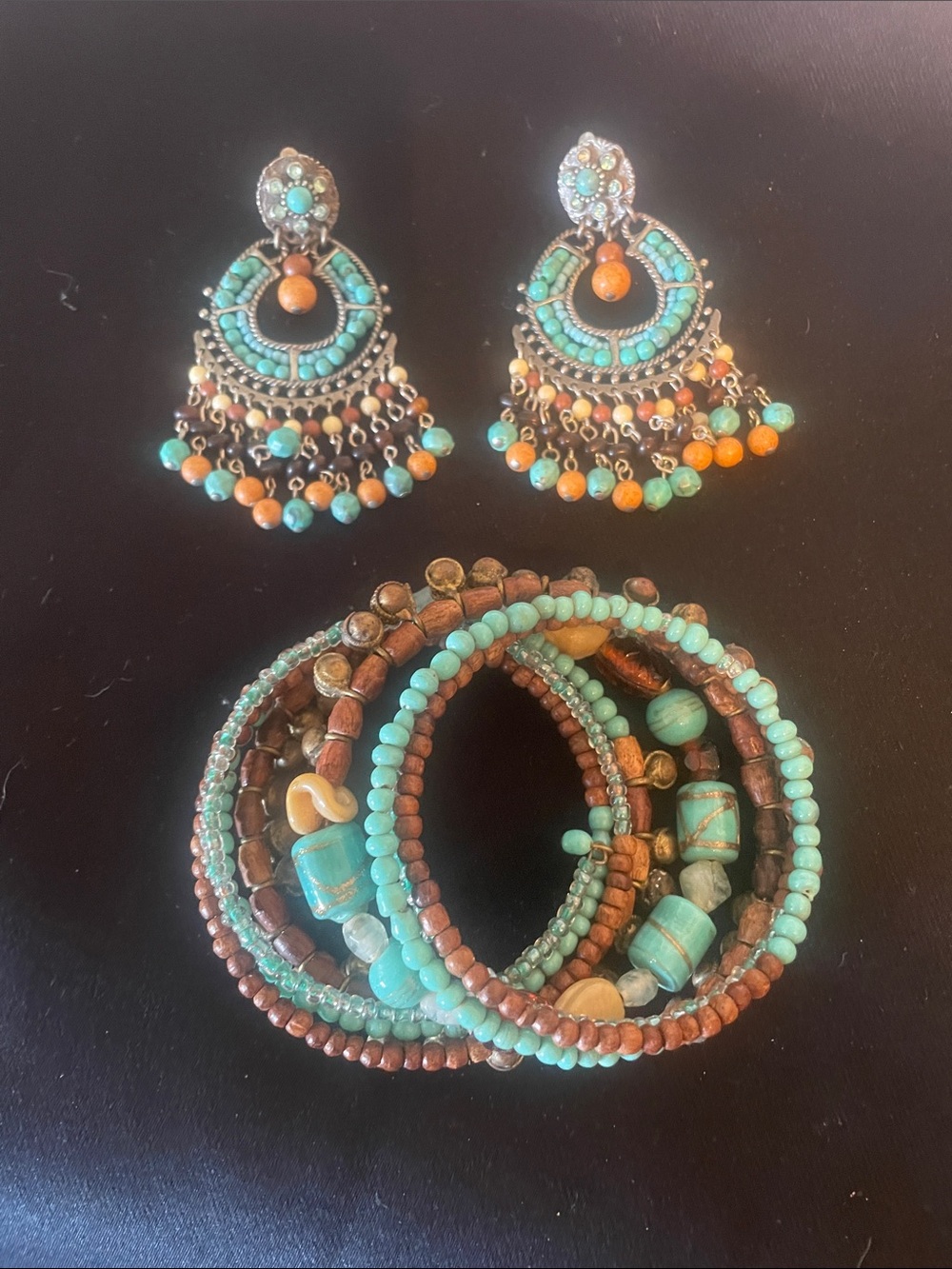 Clip on earrings & bracelet